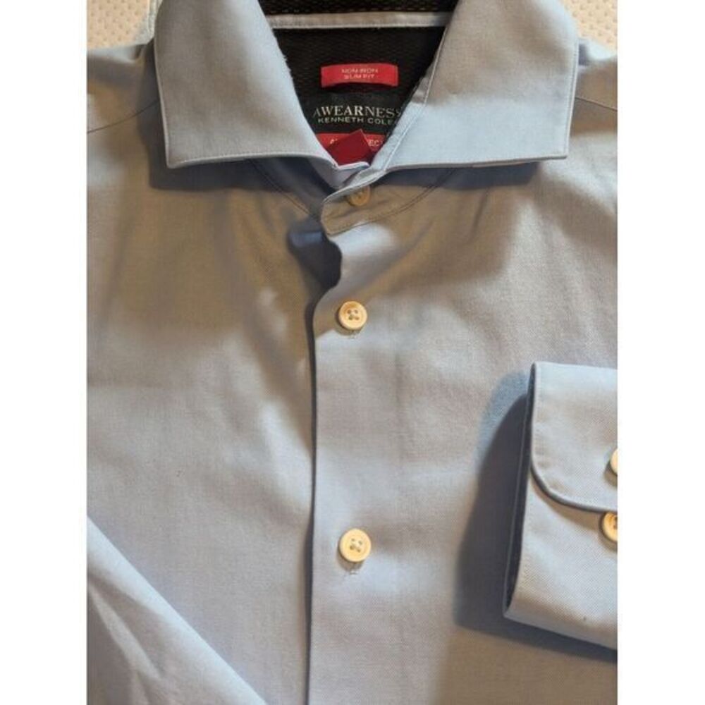 Awearness Kenneth Cole Non-Iron Slim Fit Awear-Tech Men's Dress Shirt 17‎ 34/35